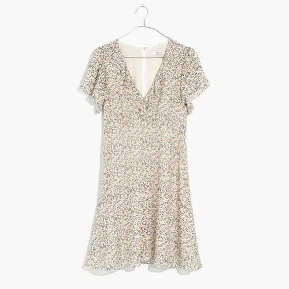 Madewell Silk Ruffle-Neck Mini Dress