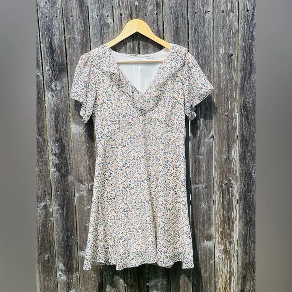 Madewell Silk Ruffle-Neck Mini Dress