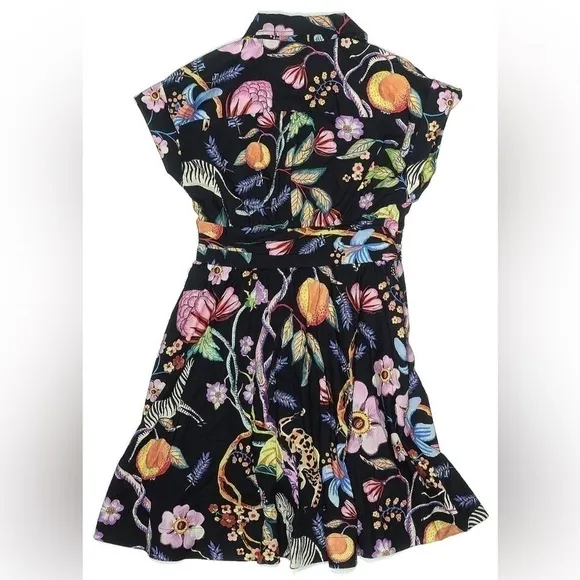 MAEVE ANTHROPOLOGIE Floral Mini Dress in Black Motif Floral Exotic Size 00P NWT