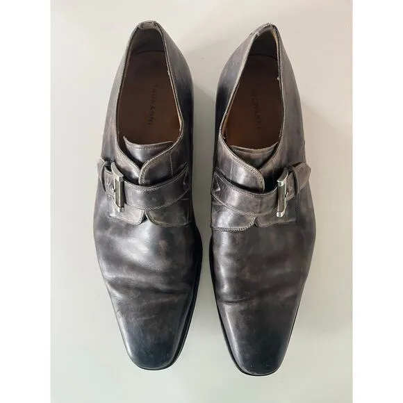 Magnanni Monk Strap Loafers Dress Shoes Smoke Gray Men’s Size 11.5