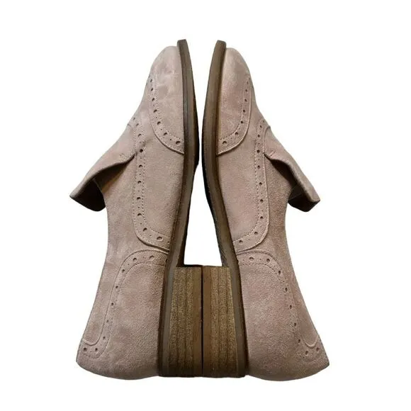 Maiden Lane Pink Suede Oxford Style Loafers Size 39