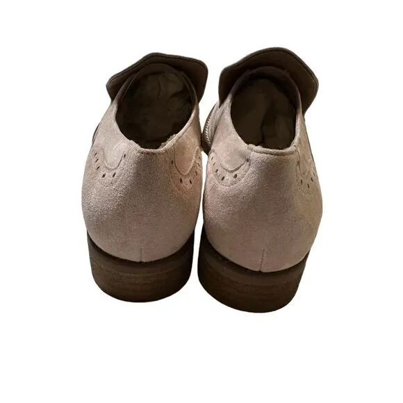 Maiden Lane Pink Suede Oxford Style Loafers Size 39