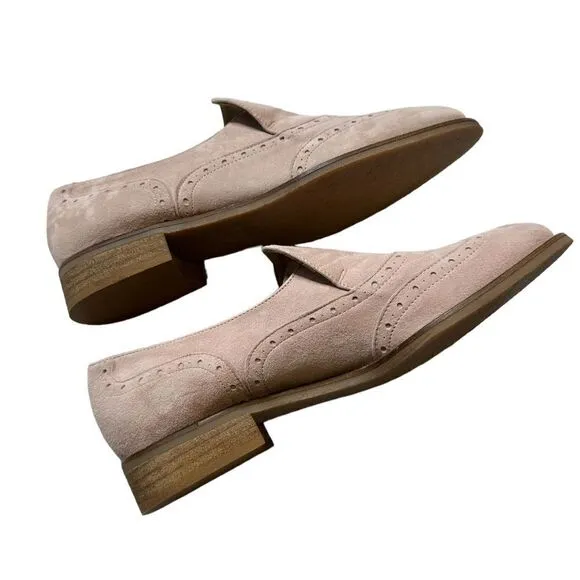 Maiden Lane Pink Suede Oxford Style Loafers Size 39