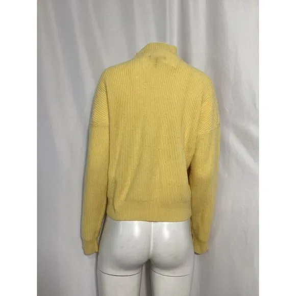 Maje Knitted Pullover w/ Side Fasteners in Yellow Cashmere