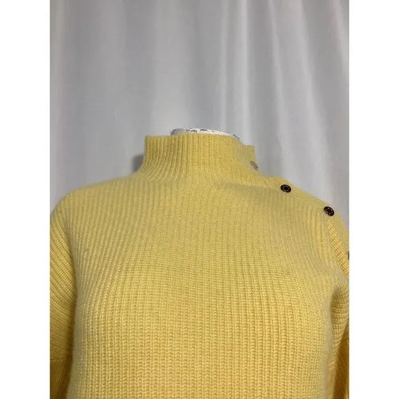 Maje Knitted Pullover w/ Side Fasteners in Yellow Cashmere