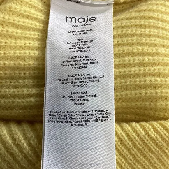 Maje Knitted Pullover w/ Side Fasteners in Yellow Cashmere