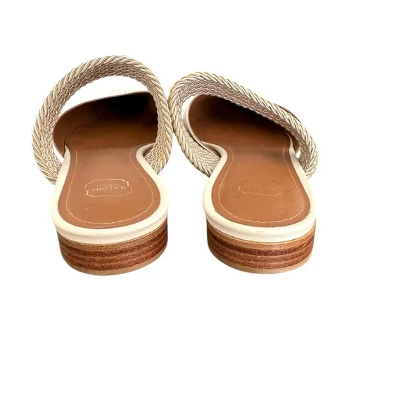 Malone Souliers Maisie Mules Cream Leather Flats Elastic Strap Made in Italy