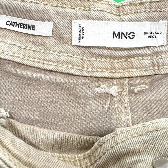 Mango Tan Culotte High Waist Jeans Catherine Wide Leg Size 2