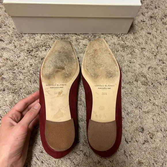 Manolo Blahnik artura suede and calf hair flats