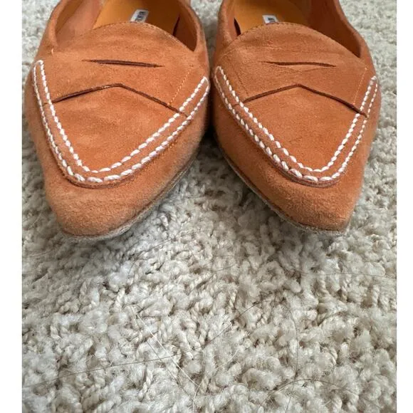 Manolo Blahnik Suede Flat Loafers 37