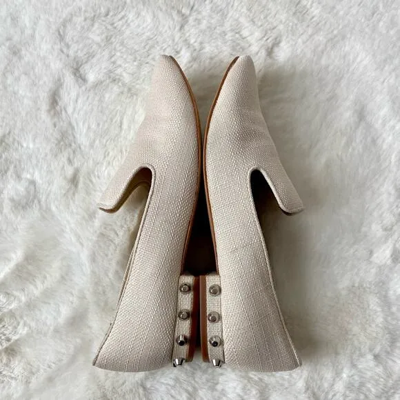 Marc Fisher Studded Heel Fabric Loafers Size 7.5