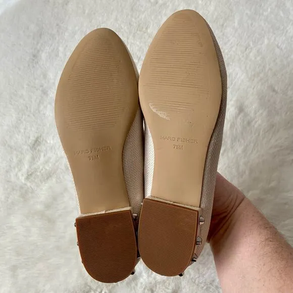 Marc Fisher Studded Heel Fabric Loafers Size 7.5