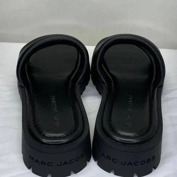 Marc Jacobs Women’s Lug Sole Slide Sandals Black Size 10 Leather Low Heel