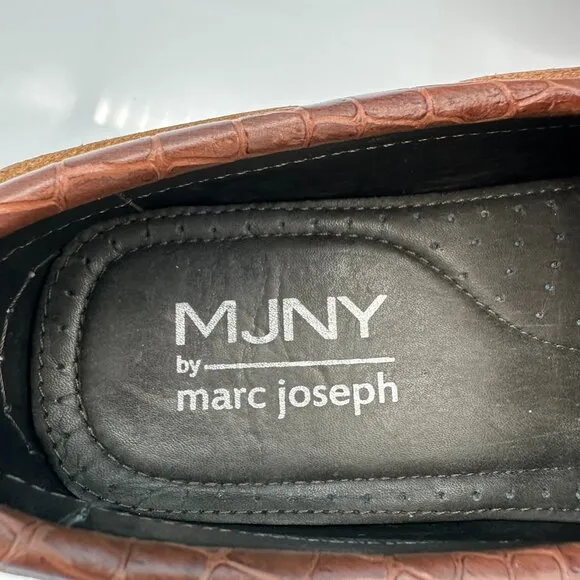 Marc Joseph Men's Wilmington Leather Croc Pattern Loafer Shoe,‎ Size 9.5, Cognac