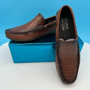 Marc Joseph Men's Wilmington Leather Croc Pattern Loafer Shoe,‎ Size 9.5, Cognac