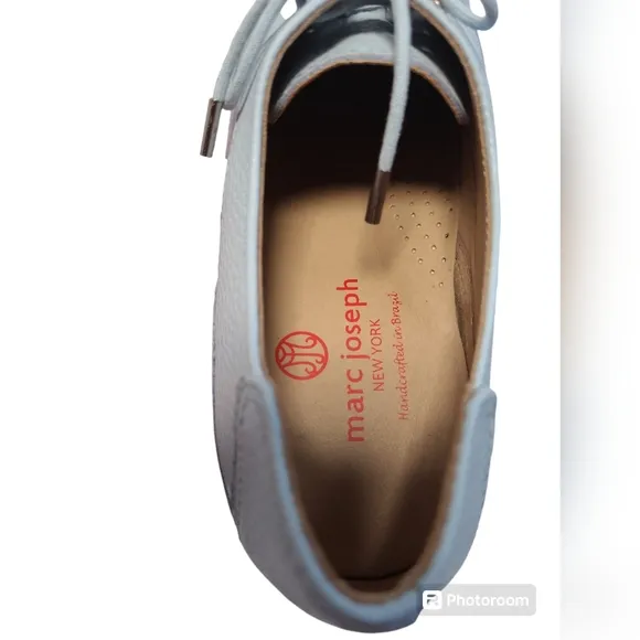 Marc Joseph NY Women Hampton Golf Loafer Flat Shoes Baby Blue Tumbled Size 6.5