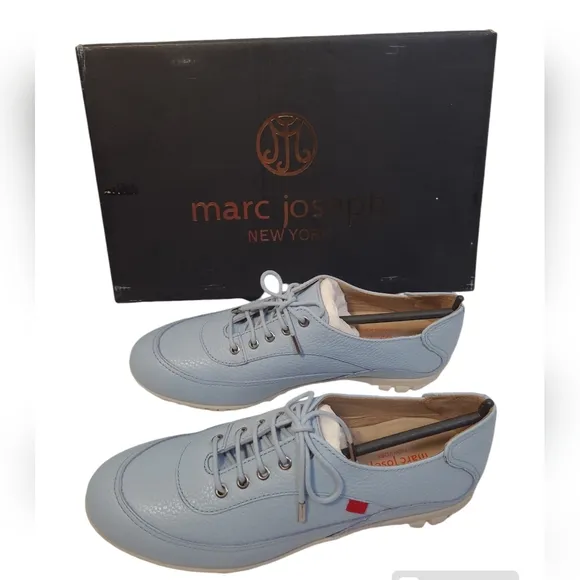 Marc Joseph NY Women Hampton Golf Loafer Flat Shoes Baby Blue Tumbled Size 6.5