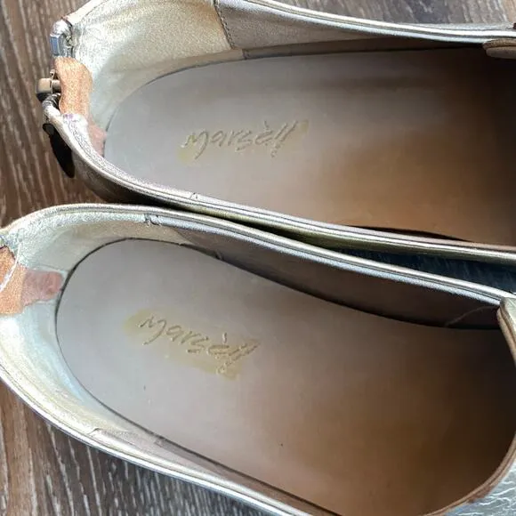 Marsèll Back Zip Pale Gold Metallic Penny Loafers Size 7.5
