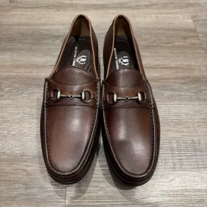 Martin Dingman Addison Calf Leather Horse Bit Loafers in Chocolate