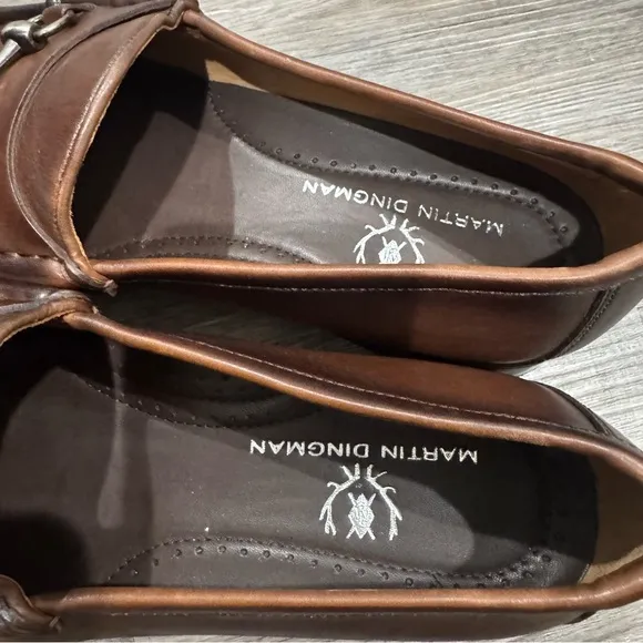 Martin Dingman Addison Calf Leather Horse Bit Loafers in Chocolate