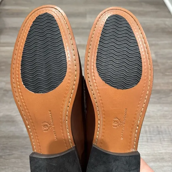Martin Dingman Addison Calf Leather Horse Bit Loafers in Chocolate
