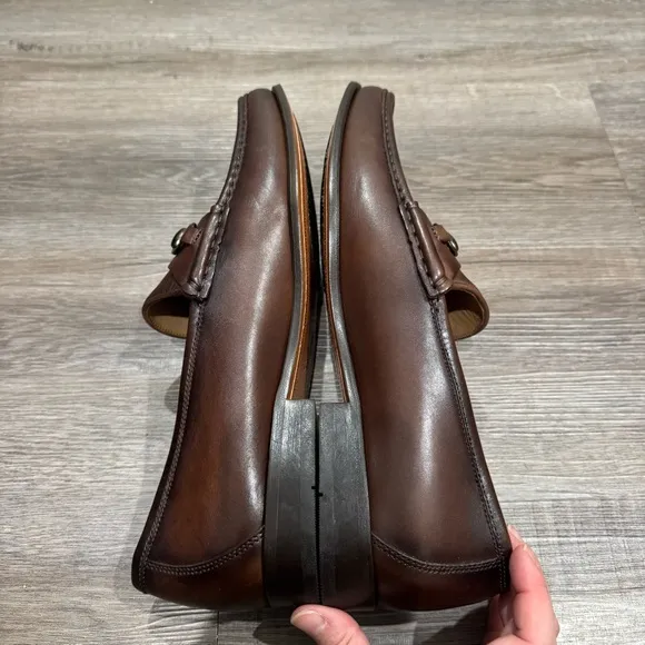 Martin Dingman Addison Calf Leather Horse Bit Loafers in Chocolate