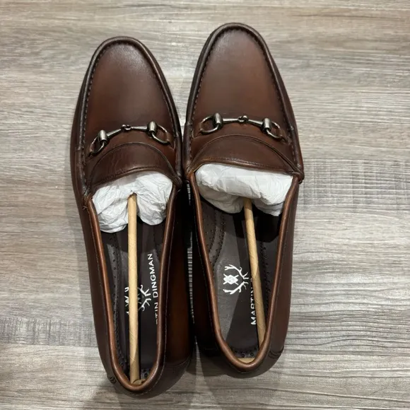 Martin Dingman Addison Calf Leather Horse Bit Loafers in Chocolate