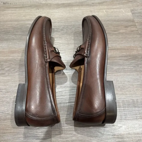Martin Dingman Addison Calf Leather Horse Bit Loafers in Chocolate