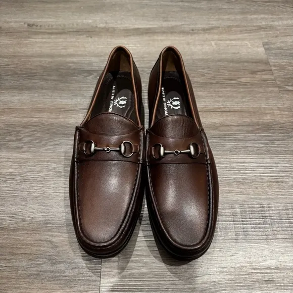 Martin Dingman Addison Calf Leather Horse Bit Loafers in Chocolate