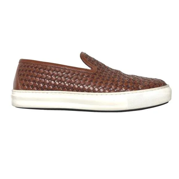 Massimo Dutti | Men | Woven Brown Leather Extralight Loafers | EU 41 US 8