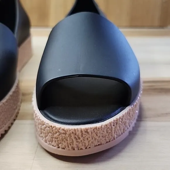 MELISSA SHOES PUZZLE BLACK OPEN-TOE SLIP ON PLATFORM LOAFERS SIZE 40 SCENTED