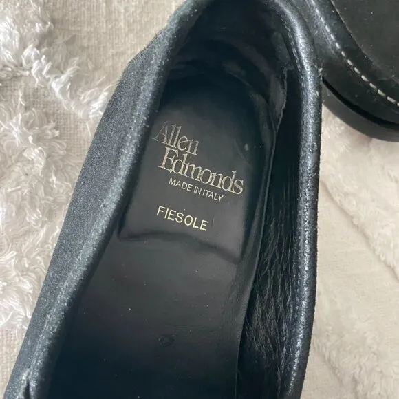 Men's Allen Edmonds Fiesole Loafers Black Suede Made in Italy 10 D