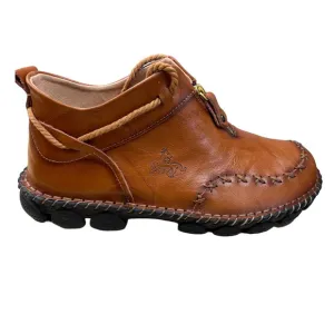 Men's Classic Brown Leather Zip Top Oxford Boots, Size 44 EU (10US)