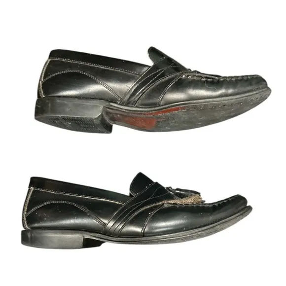 Mens G.H. Bass &amp; Co. Weejuns Black Leather Kiltie Tassel Loafers Sz 8M. Preowned