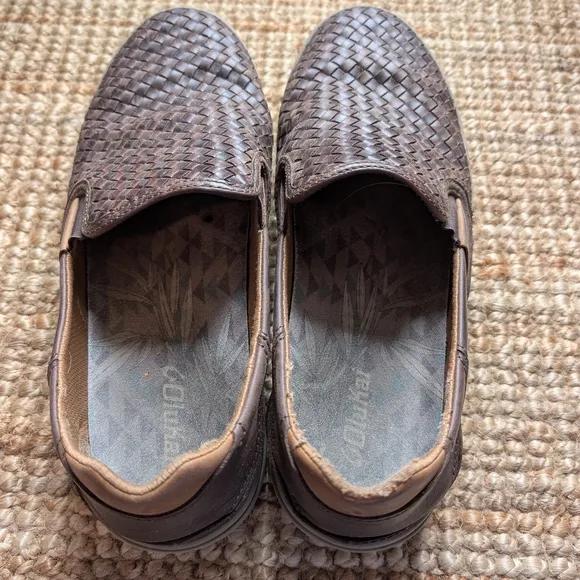 Mens OluKai Lae'ahi Lauhala Brown Leather Slip-On Shoes - Size 12