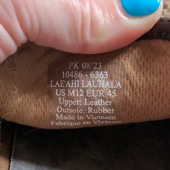Mens OluKai Lae'ahi Lauhala Brown Leather Slip-On Shoes - Size 12