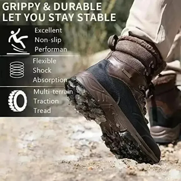 Men's Waterproof Hiking Boots Anti-Slip Lightweight Outdoor Mid Top Ankle Boot 8