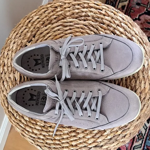 Mephisto Mens Grey Nubuck Leather Comfort‎ Walking Sneaker Padded Size 9.5