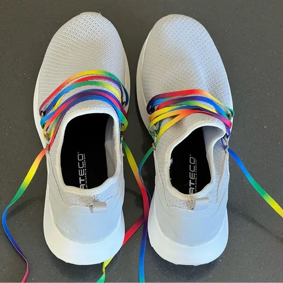 Merrell Cloud Knit Running Sneakers Shoes Rainbow Laces Gray Athleisure 10