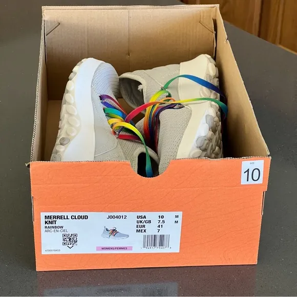 Merrell Cloud Knit Running Sneakers Shoes Rainbow Laces Gray Athleisure 10