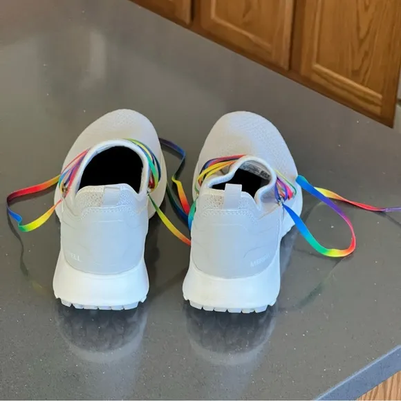 Merrell Cloud Knit Running Sneakers Shoes Rainbow Laces Gray Athleisure 10