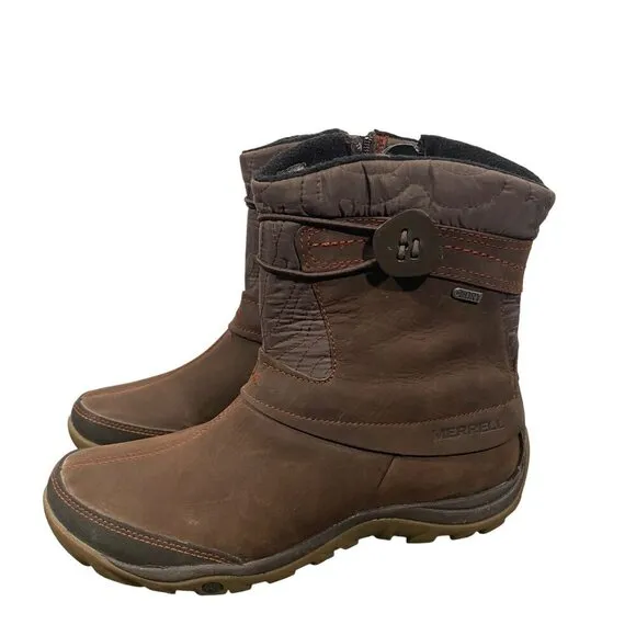 Merrell Dewbrook Zip Snow Boots Waterproof Insulated brown women’s 7 outdoor