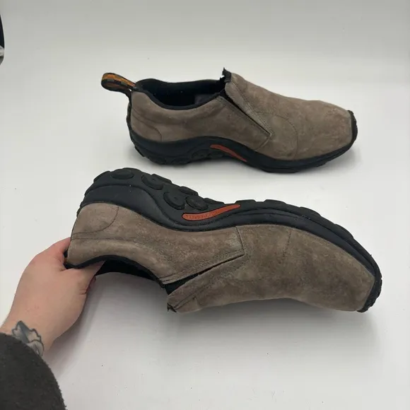 Merrell Men’s 11 Gunsmoke Leather Slip On Dual Density Jungle Moc Loafers