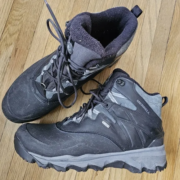 Merrell Thermo Adventure Ice  6&quot; waterproof boots 200g insulated black gray 11.5
