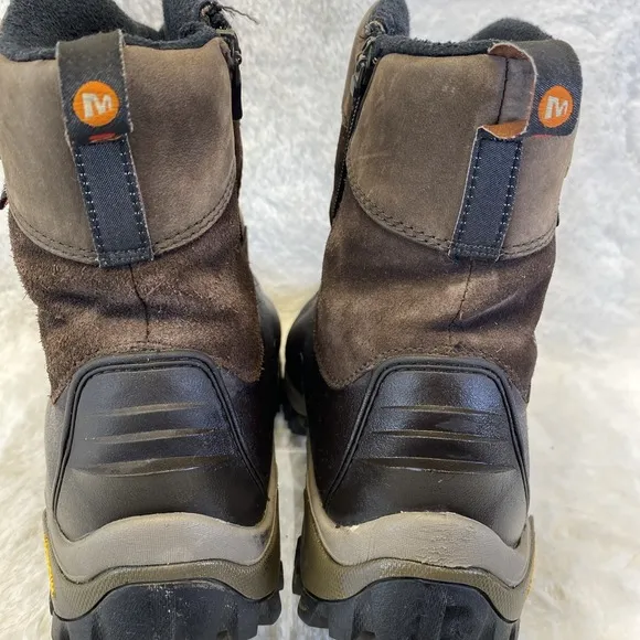 Merrell Vibram Thermo Juneau Boots Insulated Waterproof Zip Brown Size 12 Zip