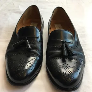Mezlan Black Leather Tassel Loafers, 9.5 W