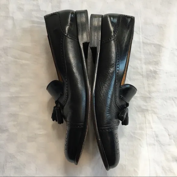 Mezlan Black Leather Tassel Loafers, 9.5 W