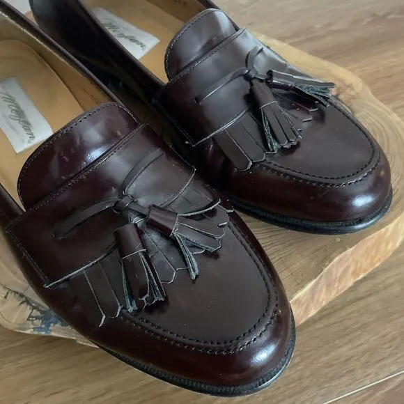 Mezlan Men's 8.5 Santander Kiltie Mahogany Leather Tassle Loafers Dress Shoes‎