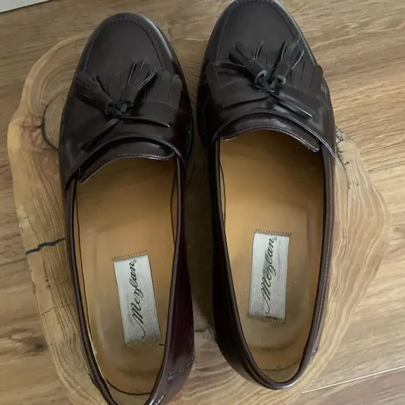 Mezlan Men's 8.5 Santander Kiltie Mahogany Leather Tassle Loafers Dress Shoes‎