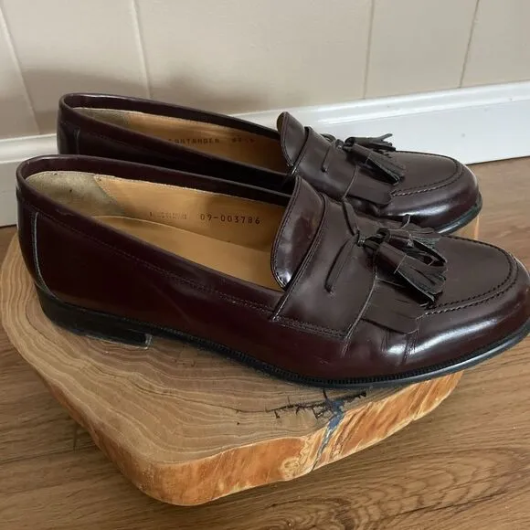 Mezlan Men's 8.5 Santander Kiltie Mahogany Leather Tassle Loafers Dress Shoes‎